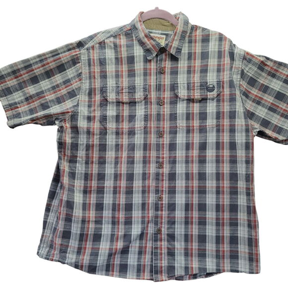 Wrangler Authentic Mens Button Up Multi-Color Size XL 100% Cotton Short Sleeve - Picture 1 of 12